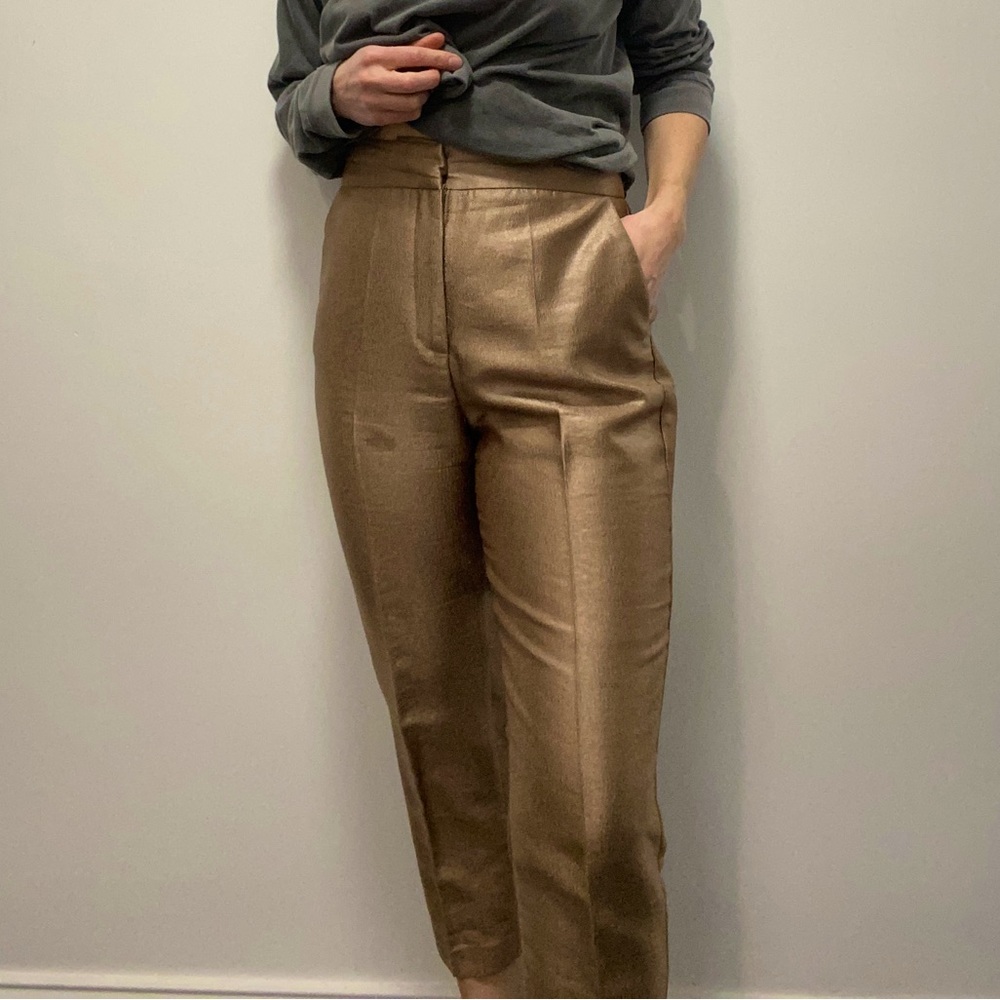 High waisted matte gold pant